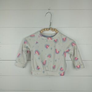 Cat & Jack girls size 18 mos light gray velour soft neon rainbow top neon